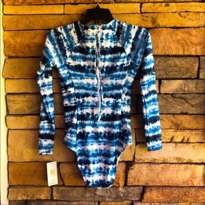 Hurley Tie Dye Rashquard Swim One Piece M New